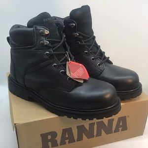 RANNA Menś Leather Work- Utility Black Boot Size 7.5M